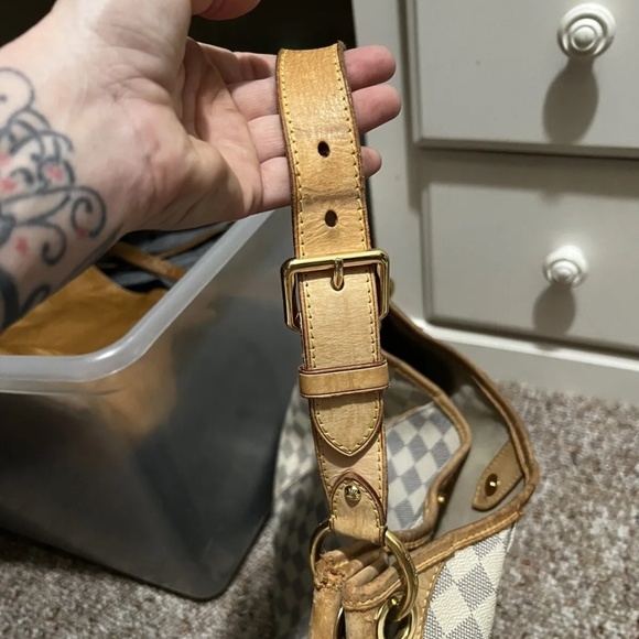 Authentic Louis Vuitton Galleria PM leather hobo DAMIER AZUR handbag - Picture 10 of 13